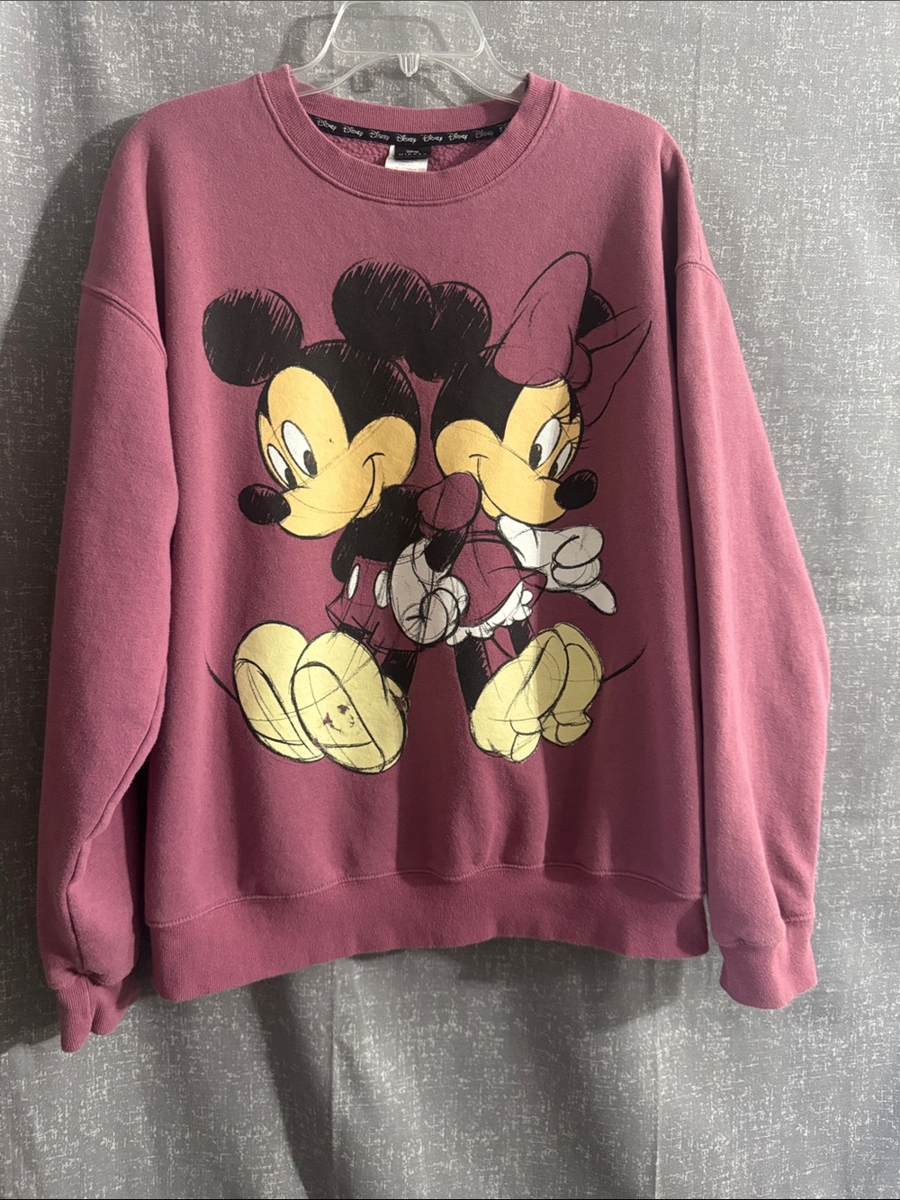 Disney Mauve Crewneck Sweatshirt with Mickey & Minnie Graphic